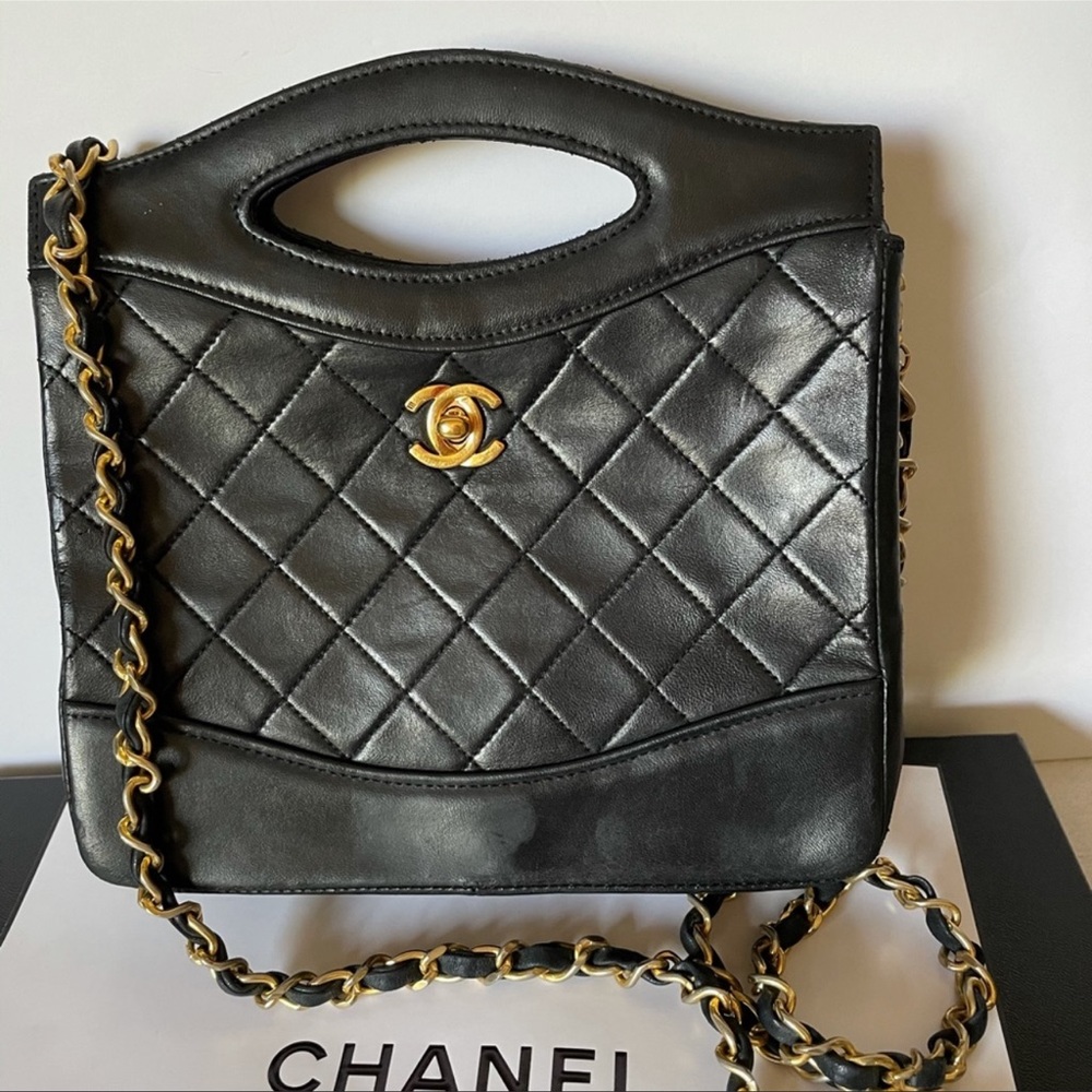 CHANEL Vintage Black Leather Mini 31 Crossbody Bag